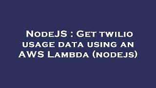 NodeJS : Get twilio usage data using an AWS Lambda (nodejs)