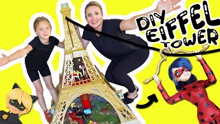 Miraculous Ladybug DIY Eiffel Tower Build in Paris with Dolls! 4 Feet Tall