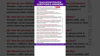 Teacher Interview Questions and Answers | Teaching interview Questions and Answers