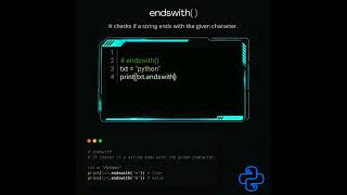 endswith( ) | python tutorial #shorts #python #pythonprogramming