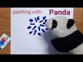 Flower painting with panda toy/Painting with panda soft toy