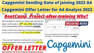 Capgemini Sending Date of Joining A4 Analyst 2022 | Capgemini joining confirmation and Offer Letter