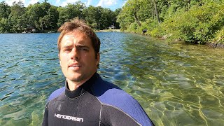 Snorkeling one of New England's clearest natural lakes with bass, crappie, turtles, and bluegill!