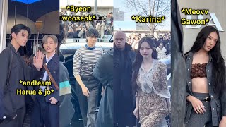 Aespa Karina, Byeonwooseok, Meovv Gawon, andteam Jo and harua at Milan Fashion week 2025 For Prada