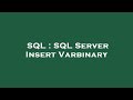 SQL : SQL Server Insert Varbinary