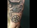 compass and wind rose tattoo on a man s shoulder shorts tattoo tattoocompass compass windrose