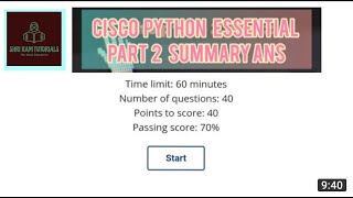 Python Essential | Part 2 Summary ans !! CISCO !! Shri Ram Tutorials
