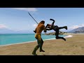 black widow vs aquaman epic cinematic battle in gta 5