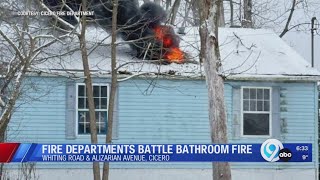 Fire departments battle bathroom blaze in Cicero