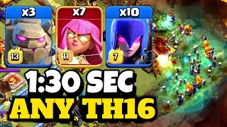 Th16 Golem Witch Super Archer Attack With 8 Earthquake | Best Th16 Attack Strategy in Clash of Clans