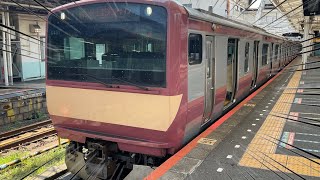 【赤電復刻カラー同士の連結！】 常磐線土浦行きがE531系K451編成(赤電ラッピング)+K423編成(赤電ラッピング)の運用で上野駅を発車 【4K高画質】