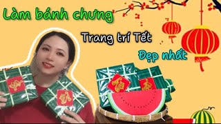 Make super beautiful new year decorated paper banh chung