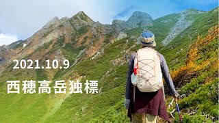 【秋の西穂高岳独標　2701m】穂高の紅葉