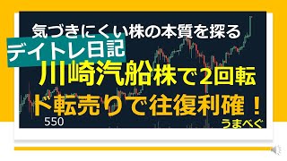 550【デイトレ日記 川崎汽船株で2回転　ド転売りで往復利確！】20221213  　 #川崎汽船 #RCI #空売り #チャート #株の初心者　#デイトレ  #株式投資