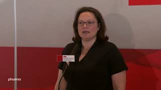 Statement von SPD-Chefin Andrea Nahles zum Streit der Groko zu den geplanten Transitzentren