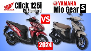 Honda Click 125i v4 Standard vs Yamaha Mio Gear S | Side by Side Comparison | Specs \u0026 Price | 2024