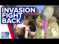 Queensland mum scares off three armed intruders with bug spray | 9 News Australia