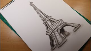 How to Draw Eiffel Tower - Step by step sketch/ drawing/ art tutorial for beginners
