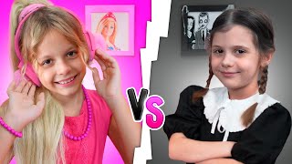 Eva as Wednesday Black vs Pink Challenges for kids