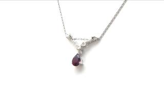 Johareez 1.09CTW Genuine Garnet \u0026 White Topaz .925 Sterling Silver Pendant