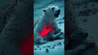 Polar bear cubs in danger ⚠️ Massive ants  attacked #cub #bear #cute #viralshorts