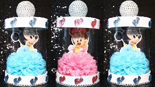 Decoracion para baby shower (NIÑA Y NIÑO) con botella de soda | Mickey y Minnie Mouse