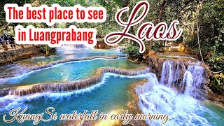 Amazing waterfall in Luangprabang Laos without people, the best hours to visit..? #laos #travel 🇱🇦