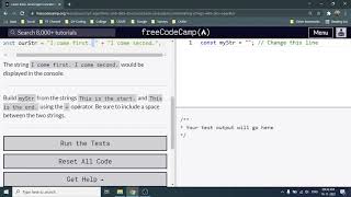 Concatenating string with plus operator - Freecodecamp.org | Video 28 | Basic JavaScript