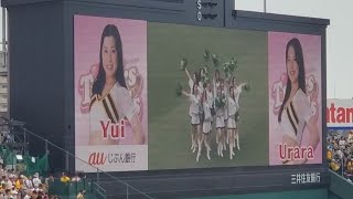 20230618　タイガースガールズの試合前ダンスパフォーマンス　阪神ﾀｲｶﾞｰｽ主催試合　ﾒﾝﾊﾞｰ紹介のｵｰﾛﾗﾋﾞｼﾞｮﾝ演出あり@阪神甲子園球場･ﾚﾌﾄ外野 日本生命ｾ･ﾊﾟ交流戦