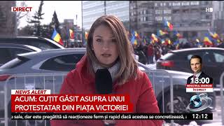 Bărbat prins cu un cuțit în Piața Victoriei, unde e protestul organizat de AUR pentru susținerea l