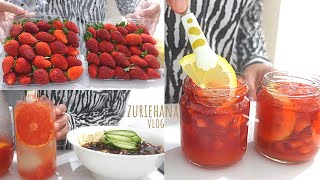 vlog | Making Strawberry Lemon Ade, Cooking Jjajangmyeon, Unboxing Korea Glasslock | Mukbang ASMR