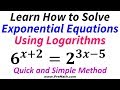 How to Solve Exponential Equations using Logarithms with Different Bases - Quick and Simple Method