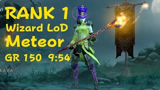 Diablo 3 Season 34  RANK 1  GR 150 9:54   Wizard LoD Meteor.