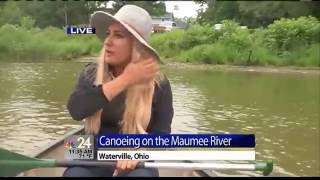 Elyse Chengery live shot on a canoe in Waterville