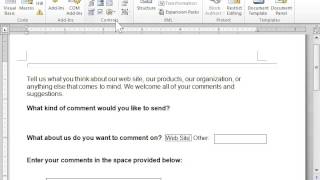 Insert ActiveX Controls in a Form - Word 2010