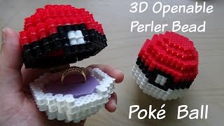 3D Perler Bead Openable Poké Ball (Ring Box)