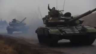 Huge Russian column on the move from Donetsk to Mariupol, 22.02.2015,