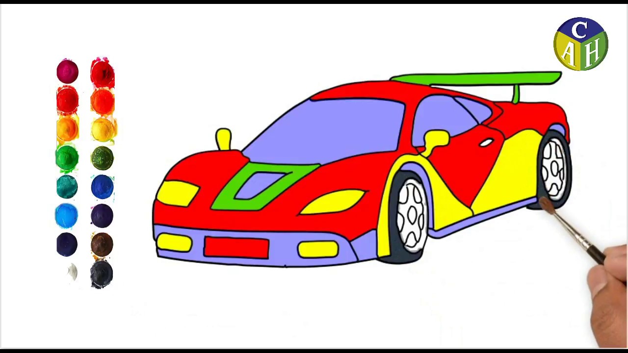 How To Draw A Racing Car | Step By Step | Car Painting | Color Art ...