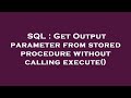 SQL : Get Output parameter from stored procedure without calling execute()