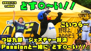 つば九郎　ジェスチャー対決でPassionと『どす〇〜い！！』　2024/7/9 vs阪神