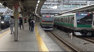 【渋谷駅埼京線ホーム移設工事】大崎駅で折返し運転となったりんかん線E233系の6番線到着