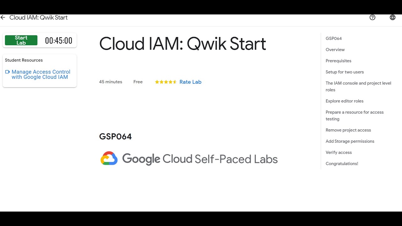 Cloud Iam Qwik Start Gsp064 Youtube