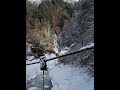 【8k】japan s icefall fukuroda falls suspension bridge 氷瀑　袋田の滝　つり橋