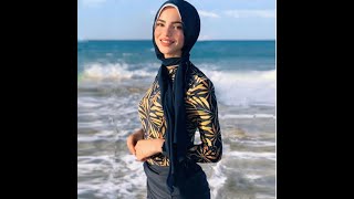 Muslim Swimwear Women Modest Patchwork Hijab Long Sleeves Sport Swimsuit 3pcs Islamic Burkinis Wear