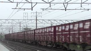 【HD】EF66-33(全検後)貨物列車(1550レ代走) 清洲駅上り貨物線通過