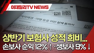 상반기 보험사 성적 희비... 손보사 순익 12%↑·생보사 9%↓ (20240902)