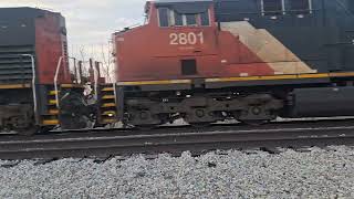 Northbound Potash Grain Train With A CN ES44AC DOU CN SD70M-2 And A CN ET44AC