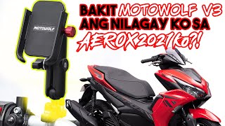 MOTOWOLF V3 SA AKING AEROX 2021!! HOW TO INSTALL SIDE MIRROR TYPE CP HOLDER (360 degrees cp holder)