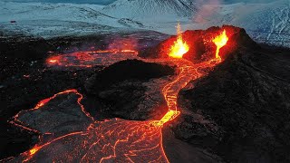 FISSURE Largest Lava Eruption in Iceland. Fagradalsfjall Volcano Eruption