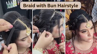 Low bun hairstyle for wedding | Lashes Beauty Parlour